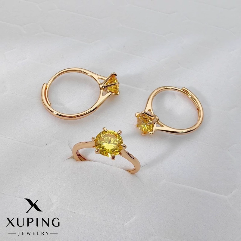 انگشتر تک نگین زرد رنگ برند ژوپینگ