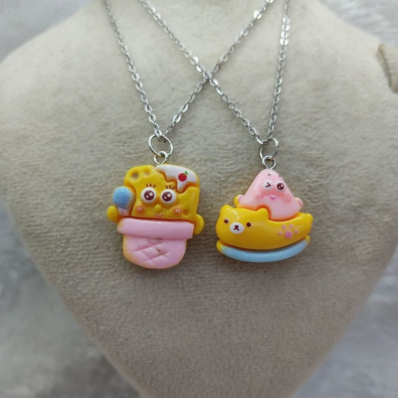 پلاک زنجیر دخترانه باب اسفنجی و پاتریک