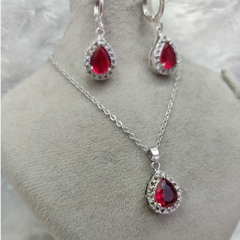 نیم ست اشکی نگین رنگی