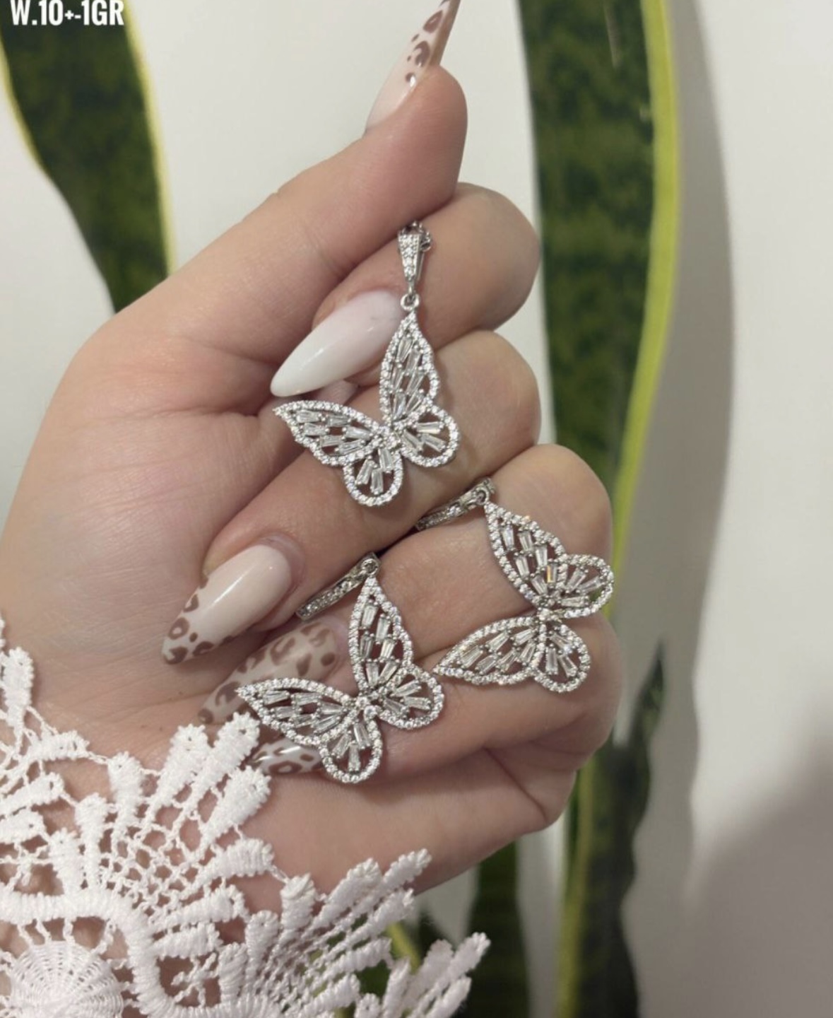سرویس نقره ۹۲۵ زنانه طرح پروانه با نگین میکروباگت